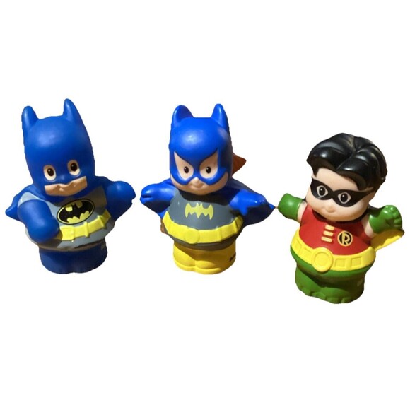 FISHER PRICE LITTLE PEOPLE DC Super Friends ROBIN BATMAN BATGIRL Play & Pretend - Picture 1 of 13